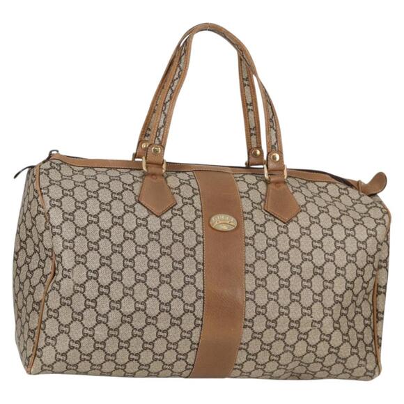 GUCCI GG Plus Supreme Boston Bag Pvc Beige Gold - Picture 1 of 16